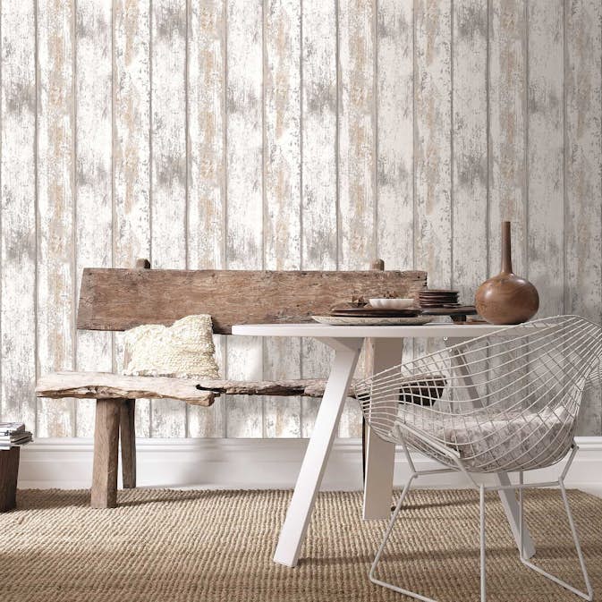 Lantliga Tapeter WOW Trä 5342871 Non Woven, Mönstrad Vit