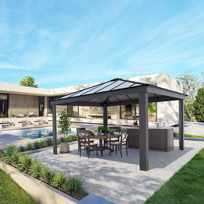 Paviljong Canopia By Palram Dallas 4,2 x 4,2m Antracitgrå