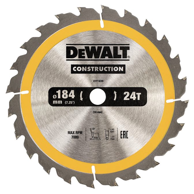 Cirkelsågklinga Dewalt DT1939 184x16 mm