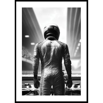 Poster Gallerix Race Car Driver B&W