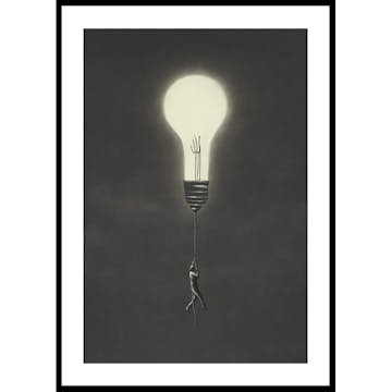 Poster Gallerix Flying With Light Bulb
