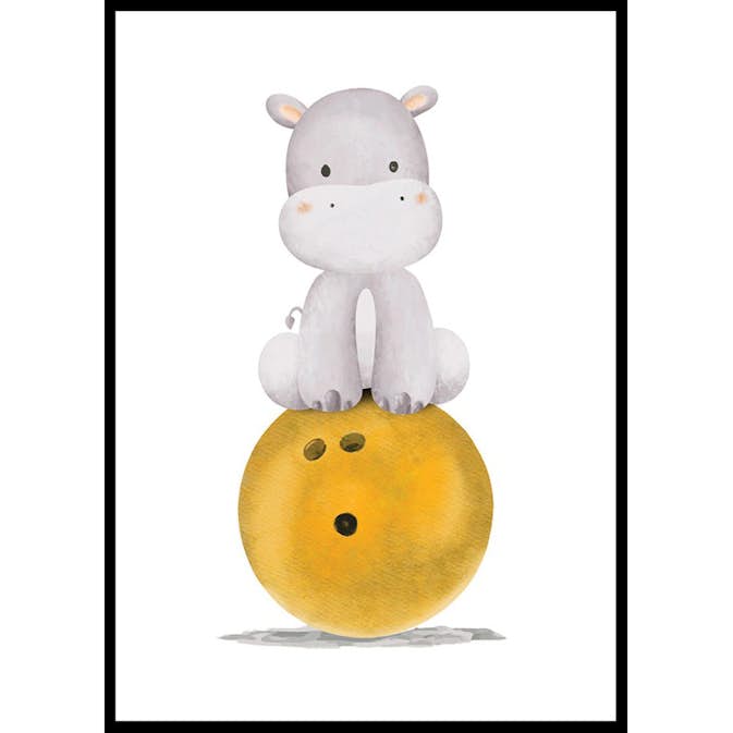 Poster Gallerix Hippo With Bowling Ball