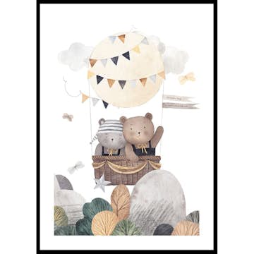 Poster Gallerix Bear Friends In Hot Air Balloon