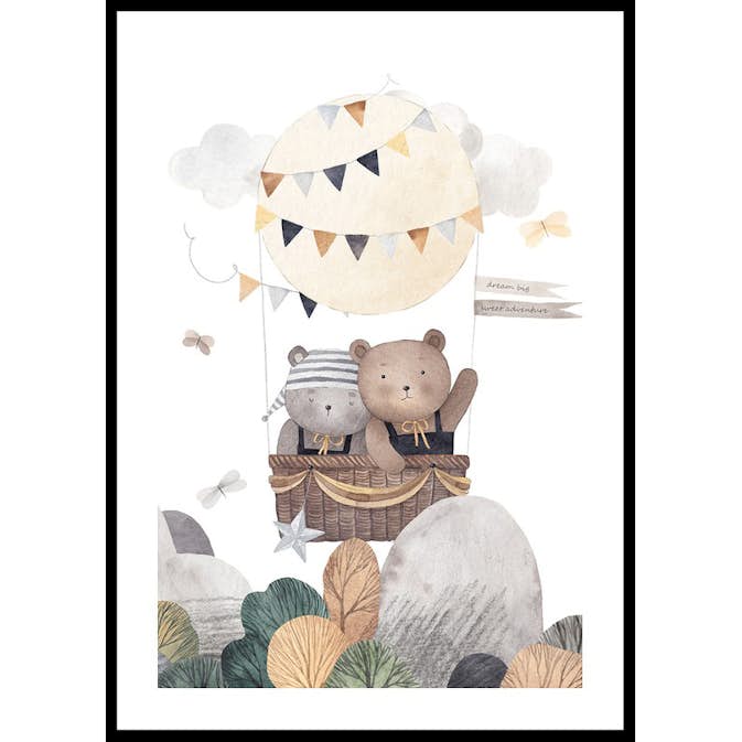 Poster Gallerix Bear Friends In Hot Air Balloon