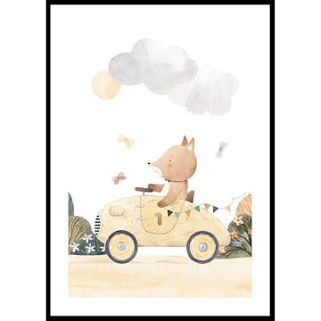 Poster Gallerix Fox Driving A Car