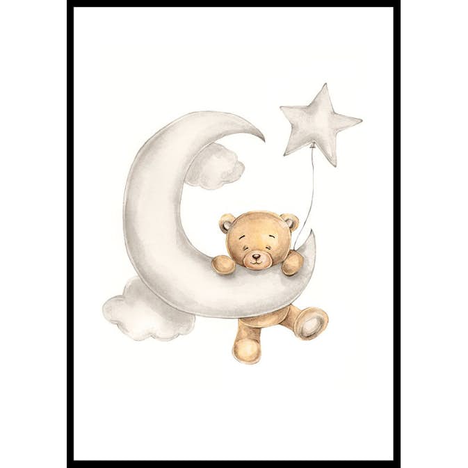 Poster Gallerix Teddy Bear Climbing The Moon