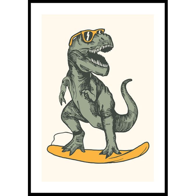 Poster Gallerix T-rex Dino Surfing