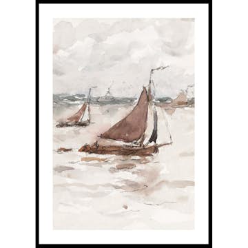 Poster Gallerix Zeilende Vissersschepen Op De Schelde By Carel Nicolaas Storm