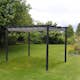 Pergola Skugga 3X4M Svart Ram Grått Tyg