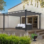 Pergola Skugga 4X4M Svart Ram Grått Tyg