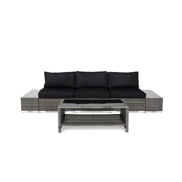 Loungegrupp Comfort Garden Bahamas 3-sits med Avslut och Bord med Hylla Utomhus