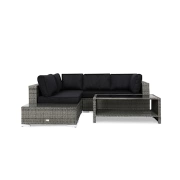Loungegrupp Comfort Garden Bahamas 4-sits med Avslut och Bord med Hylla Utomhus