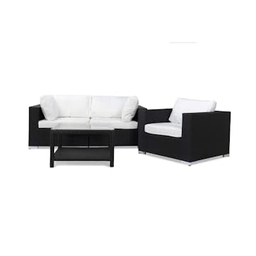 Loungegrupp Comfort Garden Bahamas 3-sits med Utebord 75x75 och Utefåtölj Utomhus