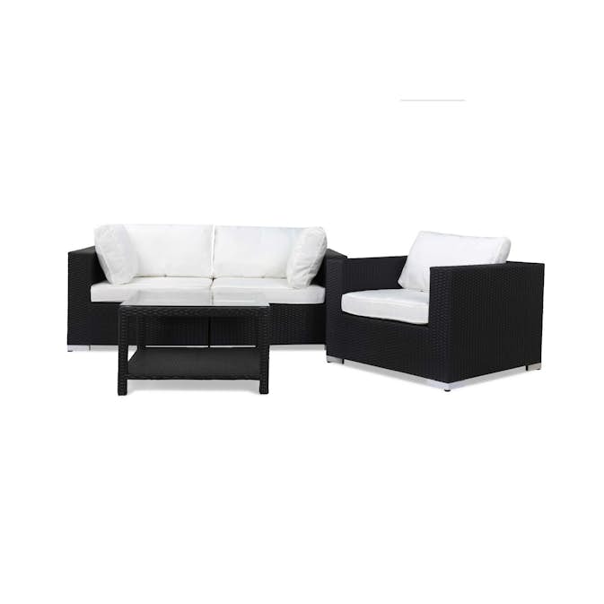 Loungegrupp Comfort Garden Bahamas 3-sits med Utebord 75x75 och Utefåtölj Utomhus