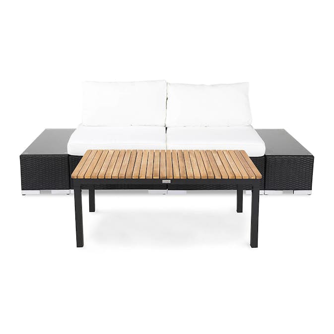 Loungegrupp Comfort Garden Bahamas Soffa 2-sits med Utebord Svart/Teak Utomhus