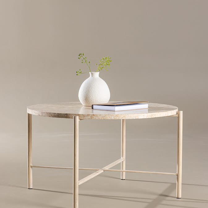 Soffbord Vind Sandhamn Beige Runt Vardagsrumsbord Ø70cm