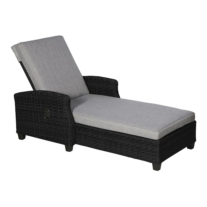 Solsäng VILA Tjörn, Bekväm och Ställbar med Dyna, Svart/Grå