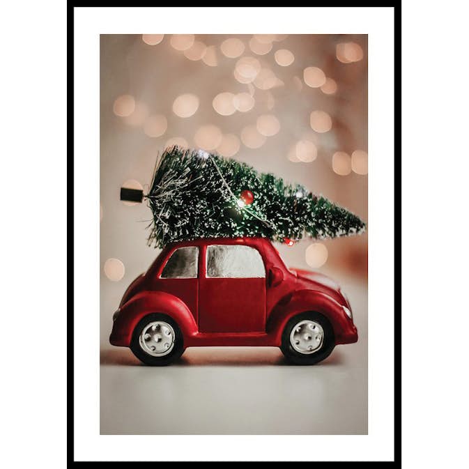 Poster Gallerix Red Car Tree On Roof