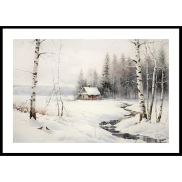 Poster Gallerix Cottage Winter Landscape