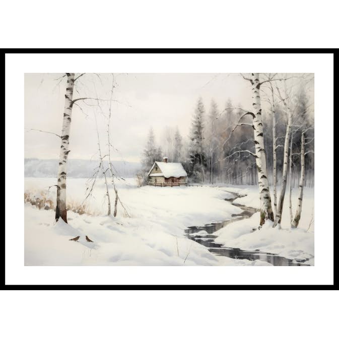 Poster Gallerix Cottage Winter Landscape