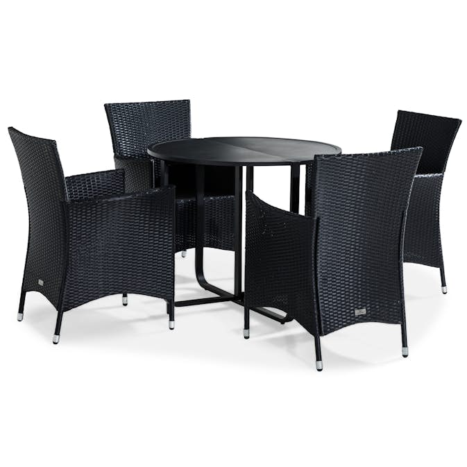 Cafégrupp Comfort Garden Flippy Rund 90 med 4 Fåtöljer Thor