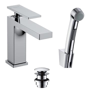 Tvättställsblandare Hansgrohe Tecturis E 110 med Bidettehanddusch och Duschslang