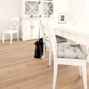 Parkettgolv Berg & Berg Ek XXL Spader Borstad Vit Mattlack 1-Stav