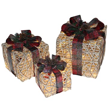 Juldekoration Nordic Winter Julklappar med Belysning 3 delar