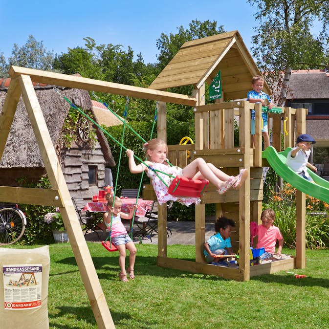 Lektorn Jungle Gym Cubby Komplett Inkl Swing Modul X'tra, 120 kg Sand och Rutschkana