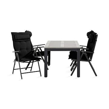 Matgrupp Comfort Garden Monaco Matgrupp Utomhus 90x152-210 med 4 Maggie Positionsstol m Dyna ink Nackkudde