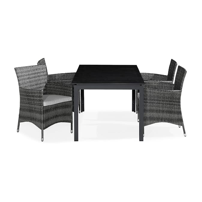 Matgrupp Utomhus Comfort Garden Tunis Bord 150x90 med 4 Thor Utefåtöljer