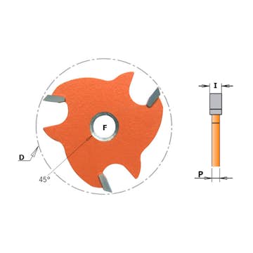 Skivnotfräs CMT Orange Tools med kullager HM Z3 Undersänkt