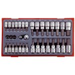 Hylsbitssats 35 delar med 1/4 tum och 3/8 tum fyrkantsfäste Teng Tools TTBS35