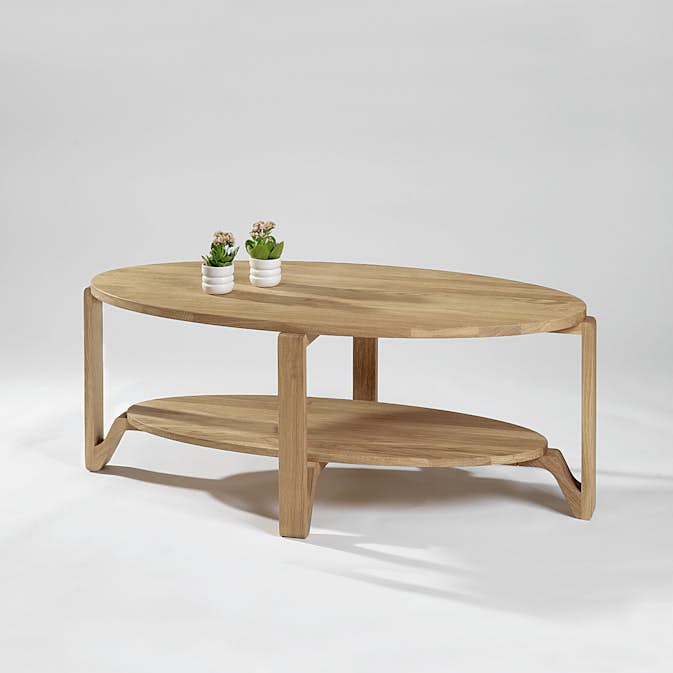 Soffbord Stenexpo Eslöv Ovalt Vardagsrumsbord i Massiv Ek 120cm