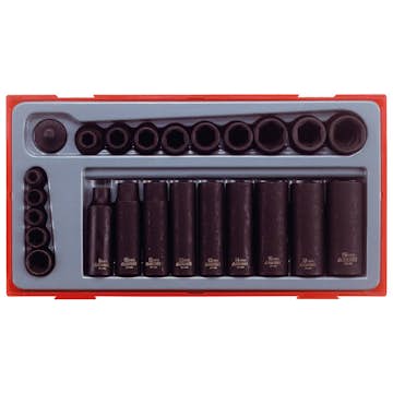 Krafthylssats 24 delar med 1/4 tum och 3/8 tum fyrkantsfäste Teng Tools TT9024