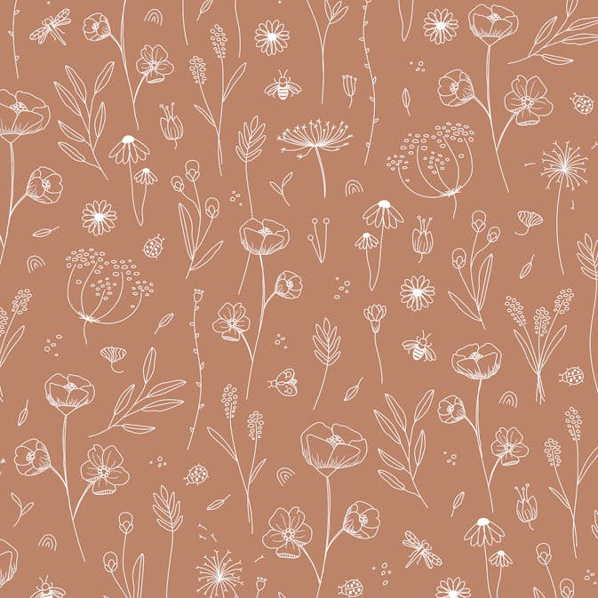 Tapet Little Dutch Wild Flowers Rust