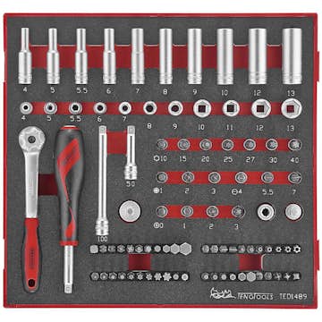Hylsnyckelsats 89 delar med 1/4 tum fyrkantsfäste Teng Tools TED1489