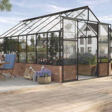 Växthus På Mur Vitavia Cassandra 11,5 kvm med Toppdekor Svart