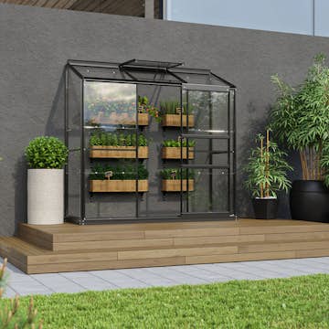 Litet Växthus Vitavia Ida 1300 med Delat Glas och Sockel