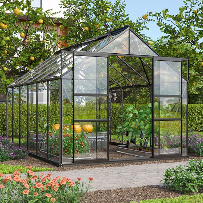 Växthus Vitavia Mars 9900 3mm Härdat Glas Svart Med Sockel