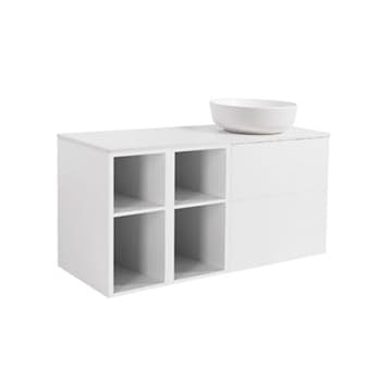 Tvättställsskåp Alterna Isella med Öppen Förvaring, Bänkskiva och Ovanpåliggande Tvättställ