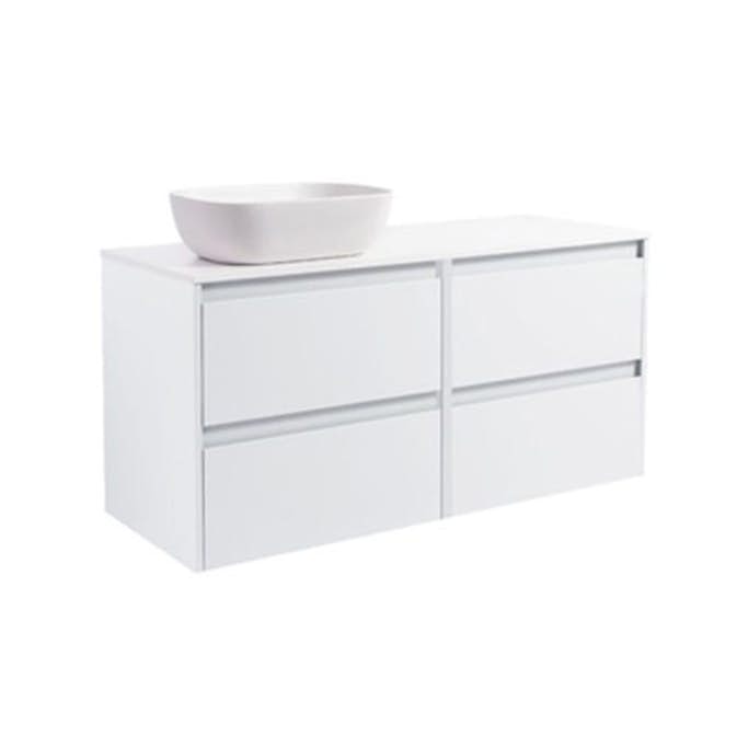 Tvättställsskåp Alterna Luxor 120 med Bänkskiva Kvartskomposit och Rektangulärt Tvättställ