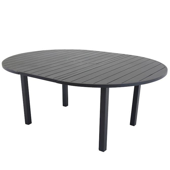 Utebord Venture Home Marbella Förlängningsbart Aluminiumbord, Ovalt Ø 140 cm Svart