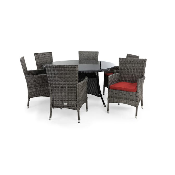 Matgrupp Utomhus Comfort Garden Thor Ø140 Grå 6 inkl. Dynor