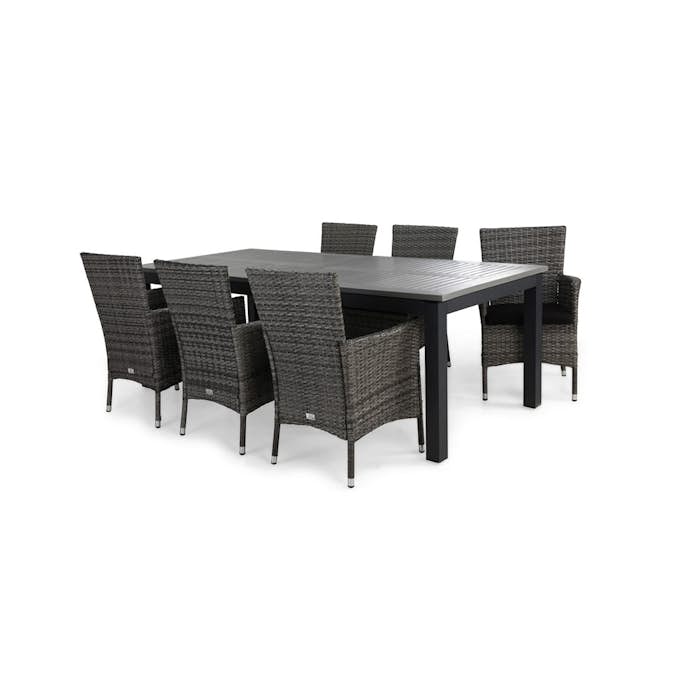 Matgrupp Utomhus Comfort Garden Monaco 220-280 Thor 6 Svart inkl. Dynor