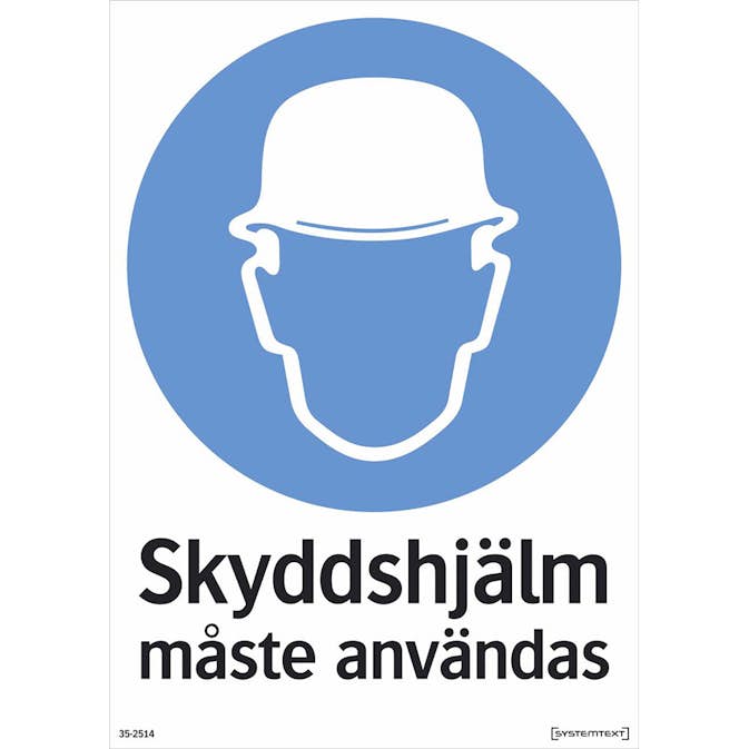 Skylt Systemtext Skyddshjälm 210x297 mm Plast