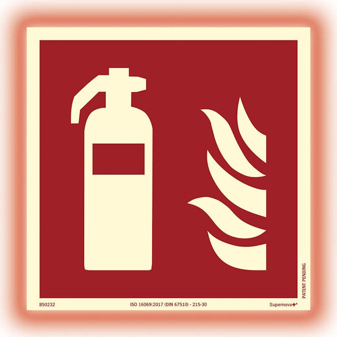 Skylt Systemtext Brandsläckare 200x200 mm Aluminium Supernova+