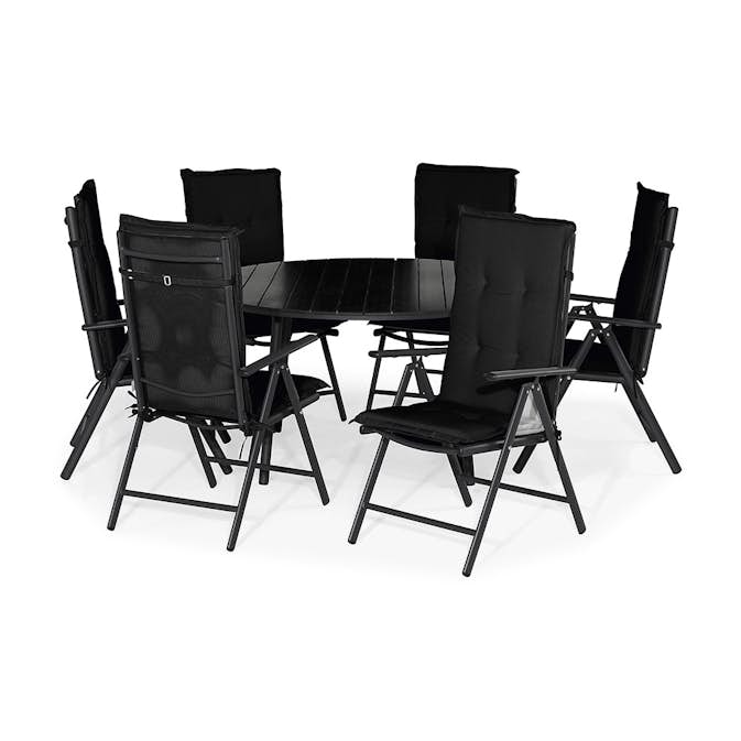 Matgrupp Comfort Garden Tunis Rund 140 med 6 Positionsstolar Maggie