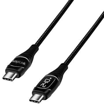 USB-C-kabel LogiLink Med display USB 2.0 PD 3.1 240W 1 m