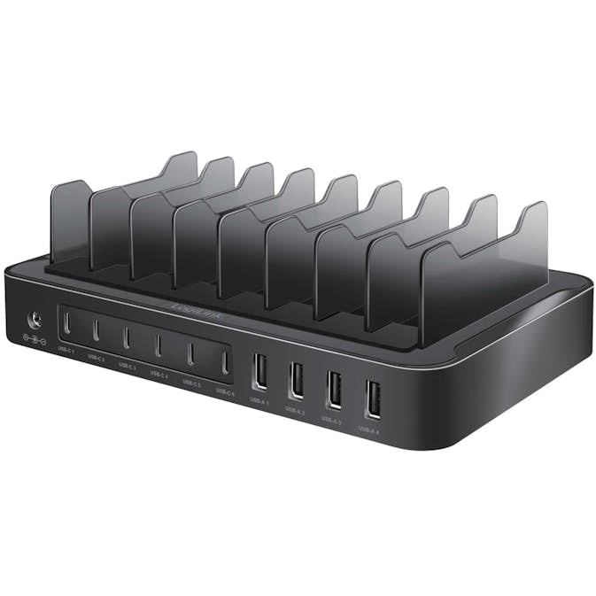 Laddstation LogiLink 10 Portar 6 st USB-C + 4st USB-A PD/QC3.0 120W